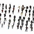 Group of Women Walking Among a Crowd of People in Public Space