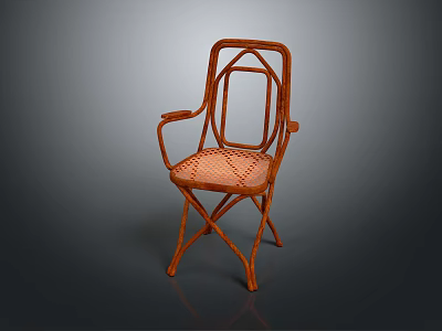 Wicker Leisure Chair With Armrests Woven Seat And Curved Natural Frame Design 3d model