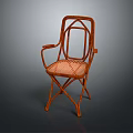 Wicker Leisure Chair With Armrests Woven Seat And Curved Natural Frame Design