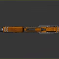 Orange Sci Fi Weapon With Futuristic Mechanical Design And Striped Details