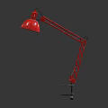 Red Floor Lamp With Adjustable Arm And Small Shelves On Base 3d model
