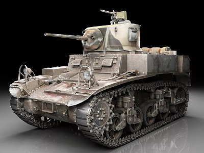 Vintage Military Tank With Camouflage Paint Heavy Treads Turret And Cannon 3d model