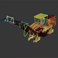 Yellow Construction Vehicle Paver With Green Hoses Tracked Chassis And Cab