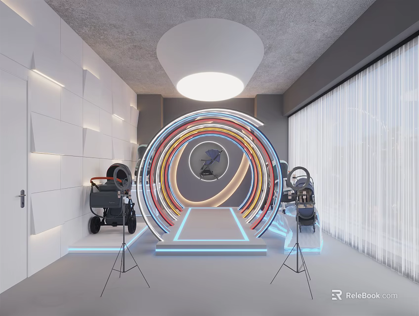 Modern Public Office Space With Modern Design Open Layout And LED Lighting Features 3d model