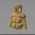 Yellow Hooded Puffer Jacket Featuring Puffy Body Striped Sleeves And Zip Closure