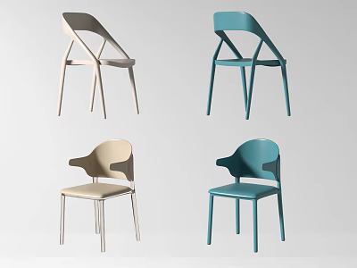 Modern Leisure Chairs in Beige and Blue with Simple Design Stylish Armrest and Comfortable Seating 3d model