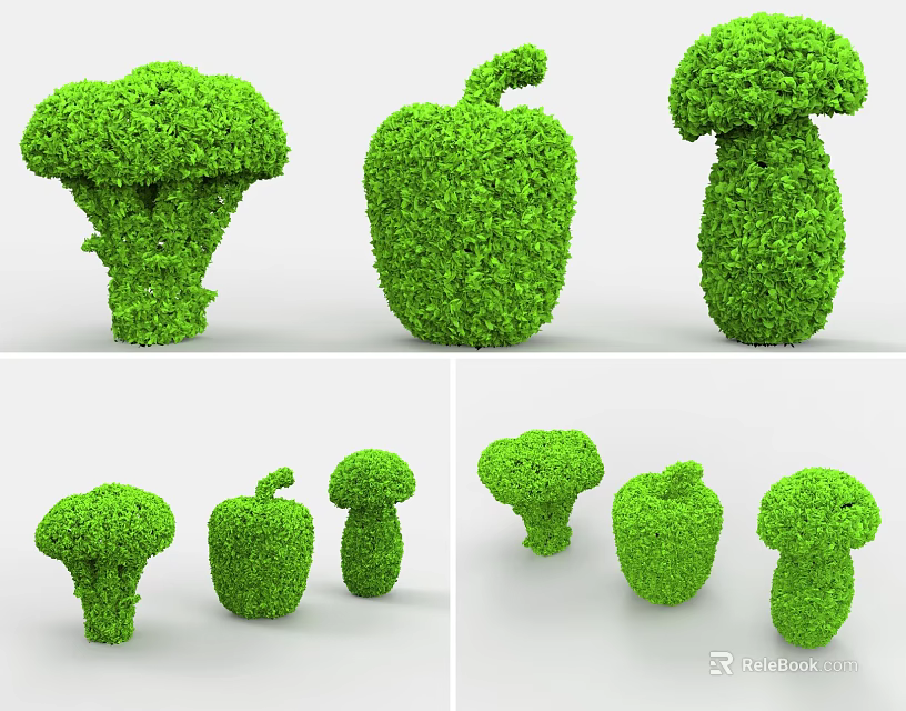 Artistic Garden Shrubs Shaped as Various Vegetable and Fruit Forms 3d model 