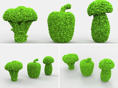 Artistic Garden Shrubs Shaped as Various Vegetable and Fruit Forms 3d model