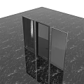 Three Glass Doors With Black Frames Standing On Green Grass Field