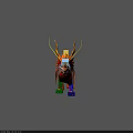 Fierce Game Movie Character With Flaming Hair Golden Horns And Sharp Eyes