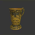 Decorative Household Mug With Yellow And Black Intricate Patterns And Handle 3d model