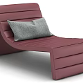 Modern Stylish Burgundy Leather Lounge Chair with Curved Design and Gray Cushion