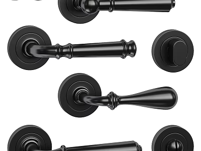 Black Door Handles With Various Classic And Modern Design Styles For Home 3d model