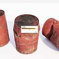 Industrial Equipment Old Red Worn Rusted Oil Drums With Distressed Look