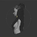 White Mannequin With Long Black Braided Hair And Extended Arms