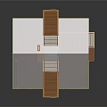 Cartoon Scene of a House with White Triangular Roof Orange Wooden Walls Balcony Railings and Steps