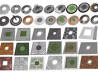 Tree Grates Featuring Diverse Designs Different Shapes And Intricate Patterns 3d model