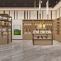 Spacious Exhibition Hall Interior With Bright Lighting Display Shelves Decorative Artworks And Marble Floor