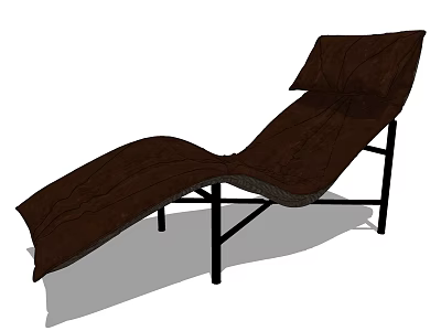 Modern Brown Lounge Chair With Black Metal Frame And Comfortable Design 3d model