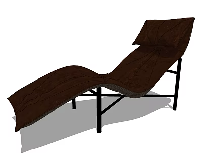 Modern Brown Lounge Chair With Black Metal Frame And Comfortable Design 3d model