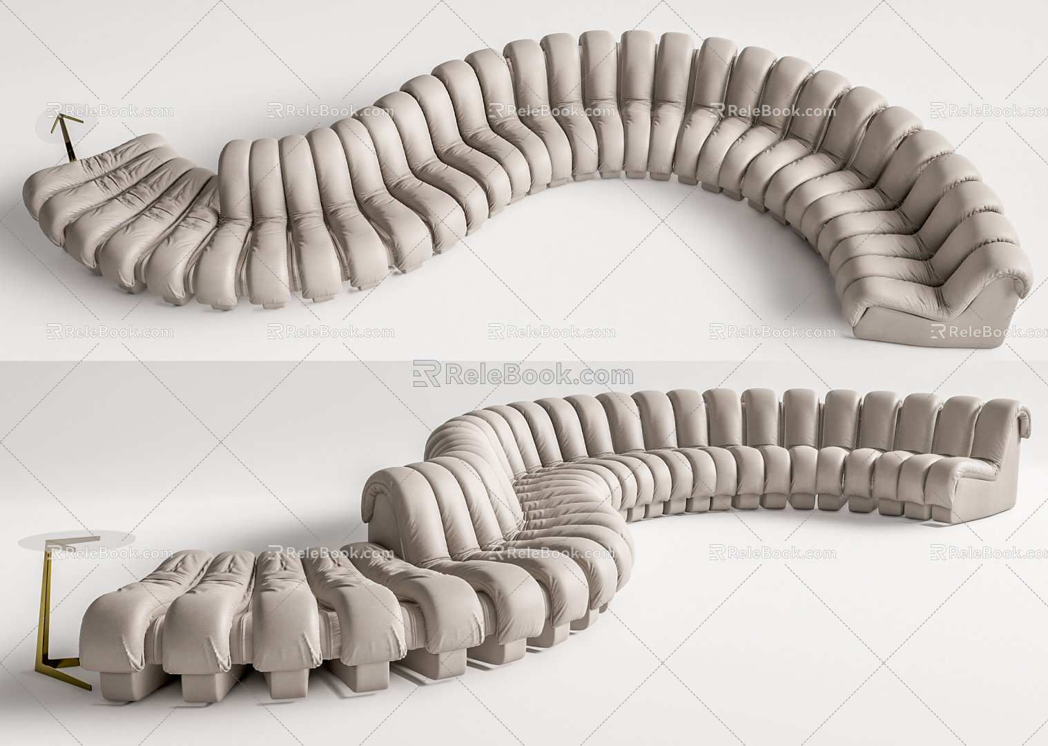 Post-modern shaped sofa curved multi-person sofa 3d model