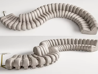 Post-modern shaped sofa curved multi-person sofa 3d model