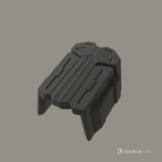 Detailed Black Mechanical Component With Industrial Structural Protrusions And Grooves 3d model