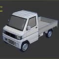 White Small Pickup Truck Front View With Open Cargo Bed And Surface Reflection 3d model