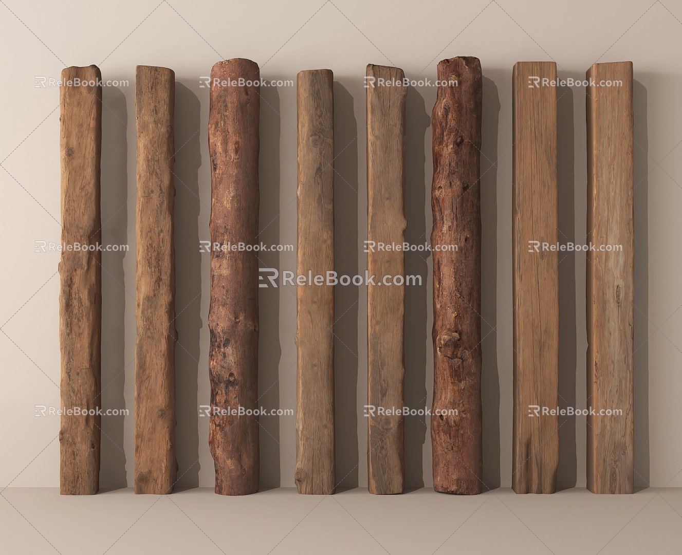 Modern Wood Pillar Old Wood Old Wood Headrest Wood Slats 3d model