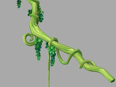 Lush Green Vine Plant With Twisted Branches And Curved Stems Displaying Vibrant Leaves 3d model