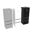 Modern Multi Door Kitchen Refrigerators in Black Silver and White Designs 3d model