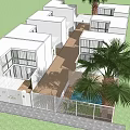 Modern Semi Detached Villa With White Exterior Palm Trees And Driveway