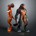 Game Movie Characters Anthropomorphic Animal Design With Orange Brown Fur Muscular Build And Tails