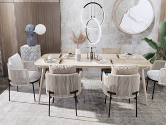 Modern Dining Table and Chair Combination Dining Table and Chair 3d model