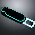 Portable Slim USB Flash Drive With Black Body Blue Glowing Edge And White Connector