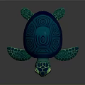 Cute Blue Shell Turtle With Green Head Limbs And Spiral Patterns 3d model