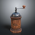 Wooden Coffee Grinder With Metal Top And Wooden Handle Café Label Kitchen Appliance