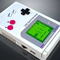 Retro Handheld Game Console With White Design Green Screen And Red Buttons
