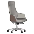 Modern Light Gray Office Chair With High Backrest Armrests And Wheeled Base