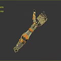 Robotic Arm 3D Rendering With Metallic Structure And Orange Accents 3d model