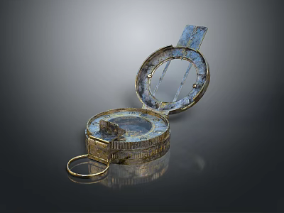 Vintage Metal Household Item With Open Lid And Blue Interior Design 3d model