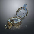 Vintage Metal Household Item With Open Lid And Blue Interior Design