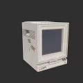 Vintage White Desktop Computer Featuring CRT Monitor And Colorful Side Graphics