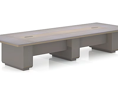 Modern Office Conference Table With Wooden Top And Sturdy Metal Legs 3d model