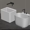 Modern Wall Mounted Bathroom Sinks With White Ceramic Black Faucets Square And Curved Design