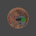 3D Rendered Underwater Scene With Coral Seaweed Rocks Fishing Net And Diving Gear
