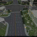 Birds Eye View Urban Planning with Modern Buildings Wide Roads and Green Spaces