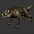 Wolf With Open Mouth Showing Sharp Teeth And Spiky Fur In Aggressive Posture 3d model