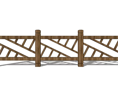 Wooden Fence With Cross Pattern Design And Vertical Support Posts 3d model