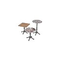 Vintage Coffee Tables With Marble And Wooden Tops And Black Metal Bases